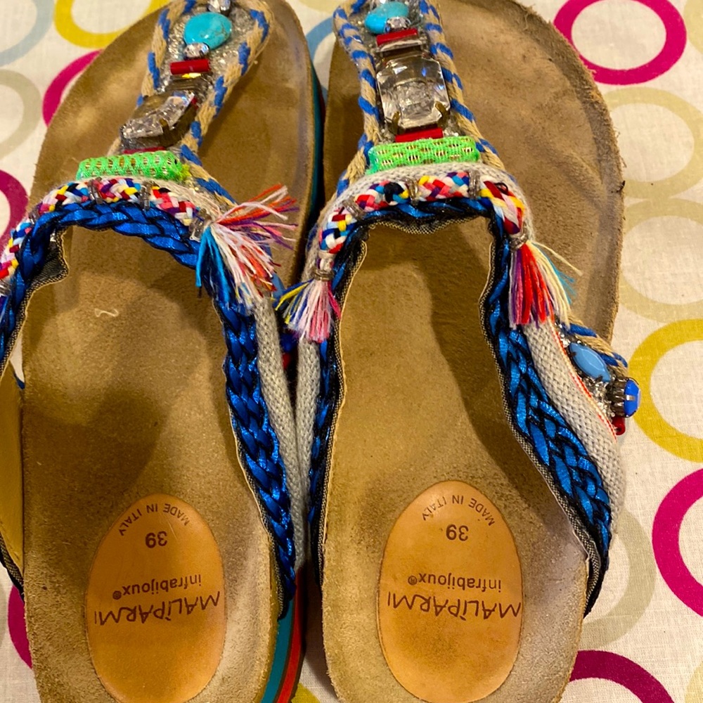 Embellished thong style sandals. Made in Italy.  Purchased from Anthropologie